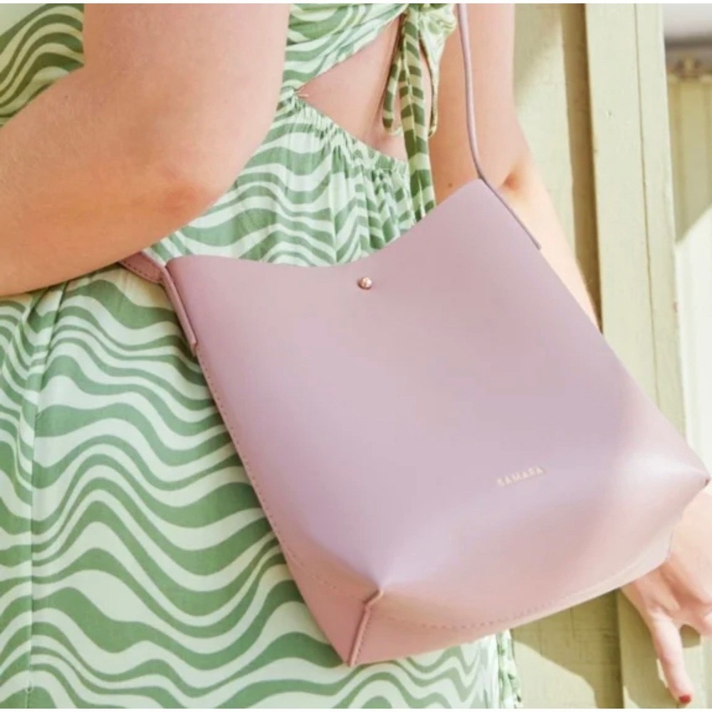 $180 ANTHROPOLOGIE Samara Pink Peony Vegan‎ Leather Shoulder Bag Crossbody Purse